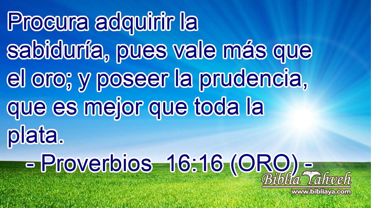  Procura adquirir la sabiduría, pues vale más que el oro; y poseer la prudencia, que es mejor que toda la plata. 