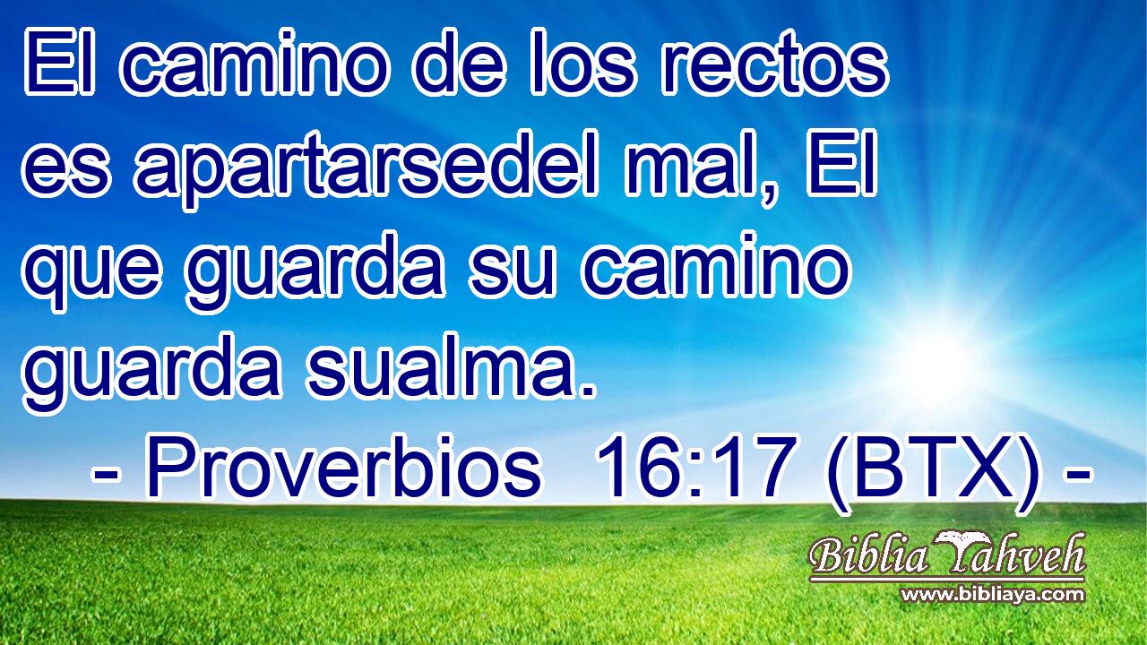 El camino de los rectos es apartarsedel mal, El que guarda su camino guarda sualma.