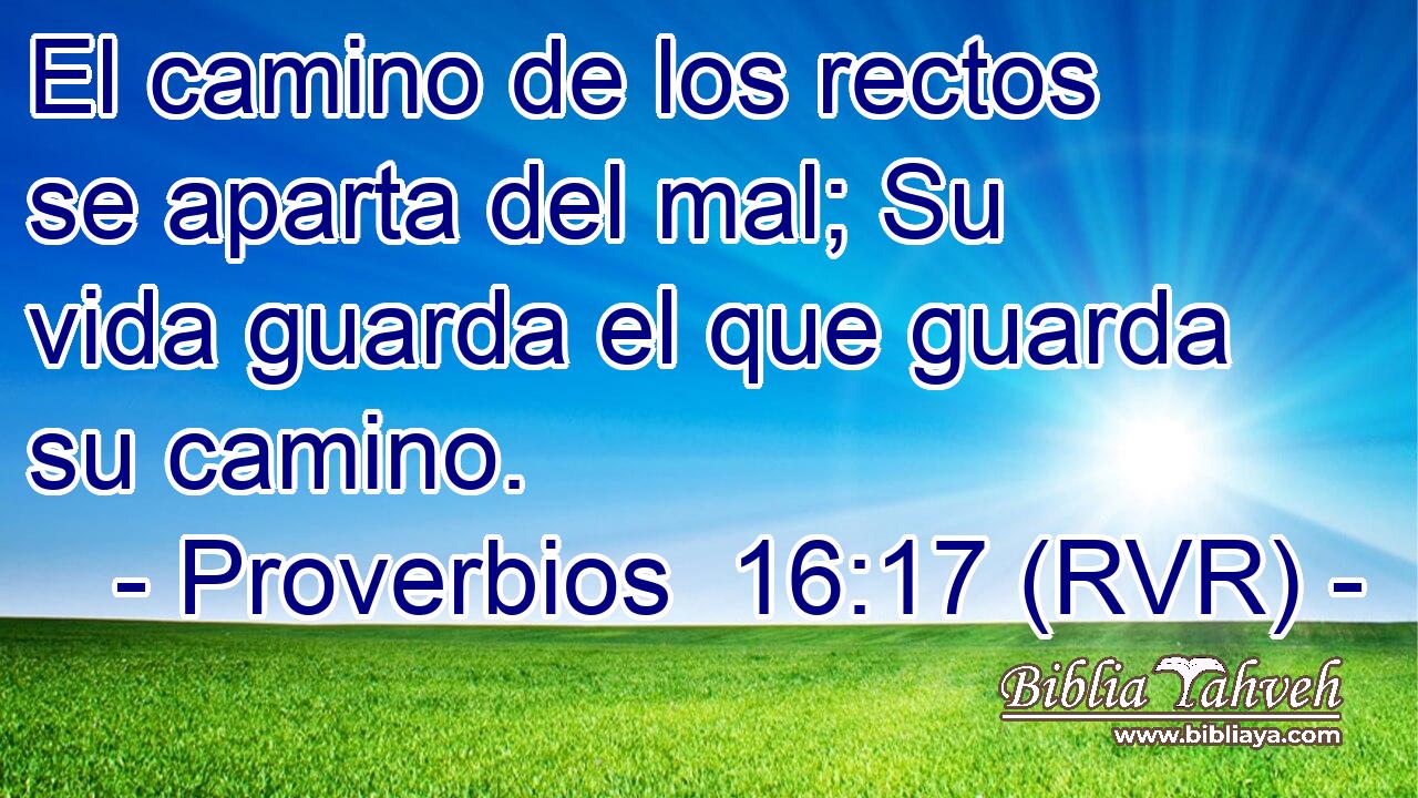 El camino de los rectos se aparta del mal; Su vida guarda el que guarda su camino.