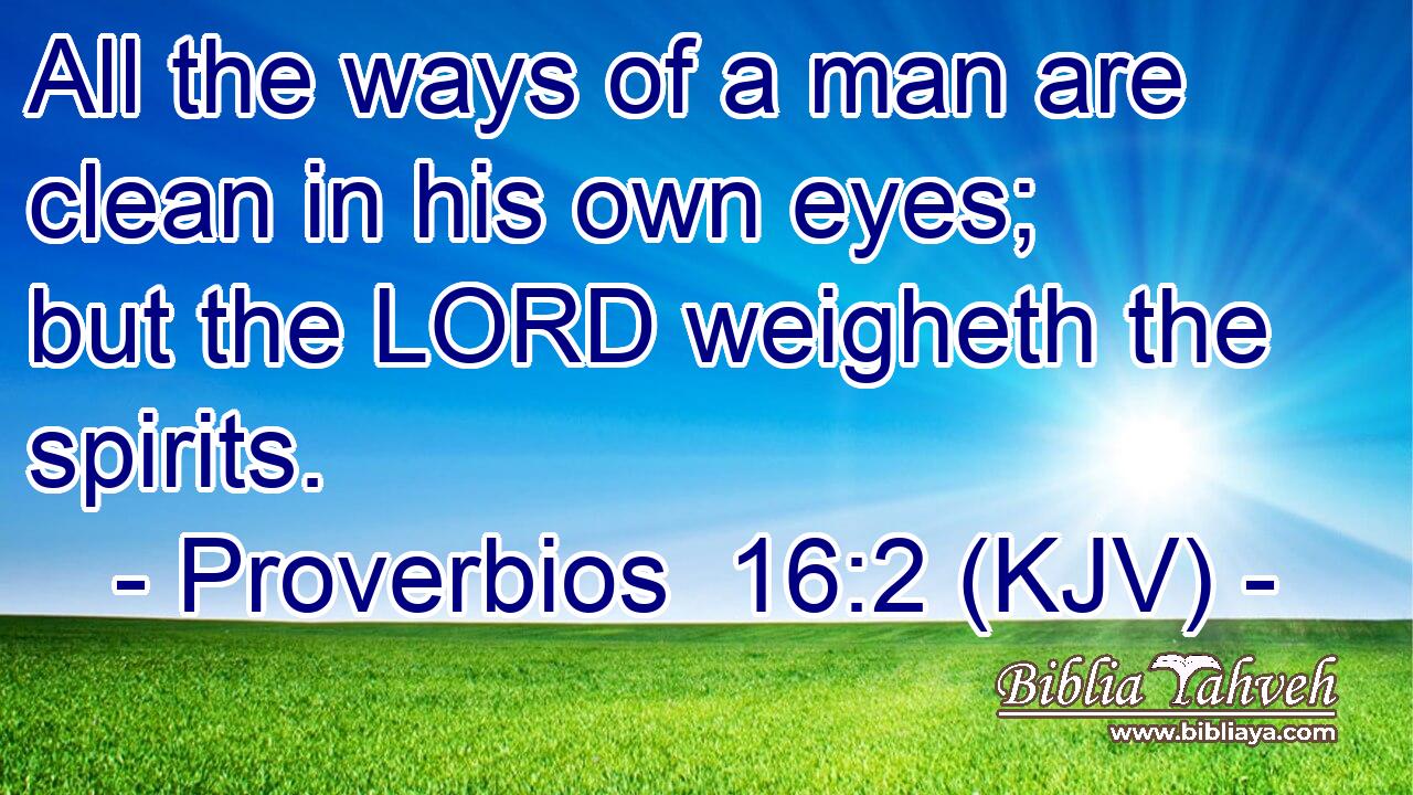 All the ways of a man are clean in his own eyes; but the LORD weigheth the spirits.