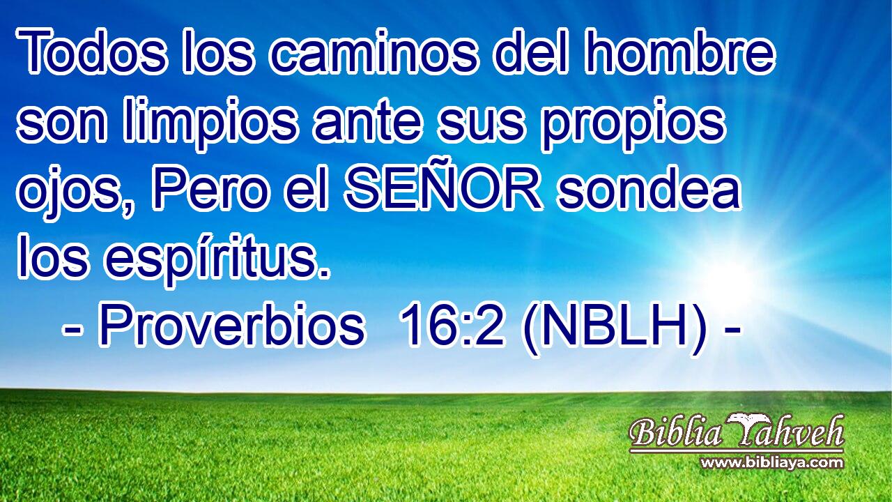  Todos los caminos del hombre son limpios ante sus propios ojos, Pero el SEÑOR sondea los espíritus. 