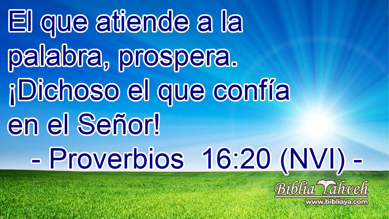  El que atiende a la palabra, prospera. ¡Dichoso el que confía en el Señor! 