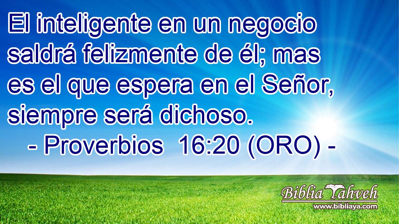  El inteligente en un negocio saldrá felizmente de él; mas es el que espera en el Señor, siempre será dichoso. 