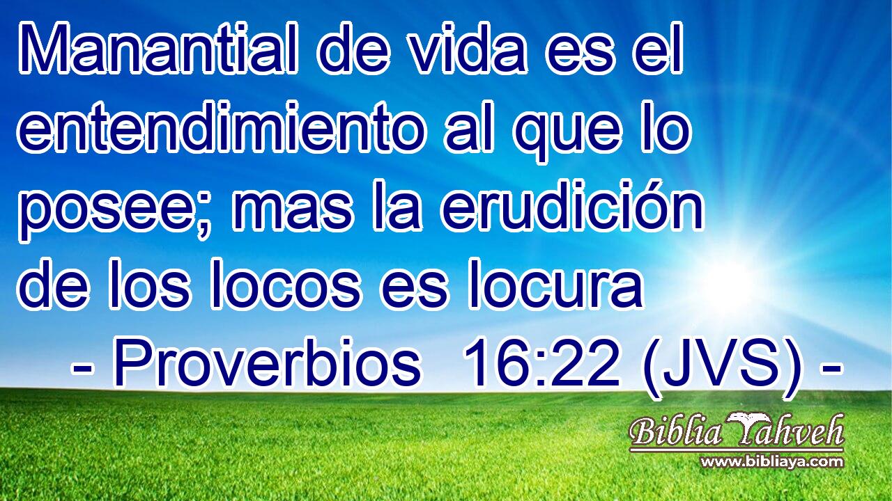 Manantial de vida es el entendimiento al que lo posee; mas la erudición de los locos es locura
