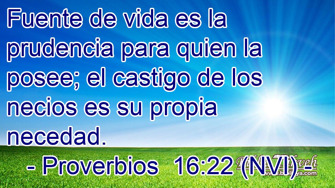  Fuente de vida es la prudencia para quien la posee; el castigo de los necios es su propia necedad. 