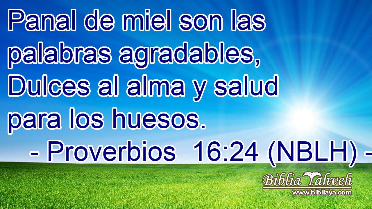  Panal de miel son las palabras agradables, Dulces al alma y salud para los huesos. 