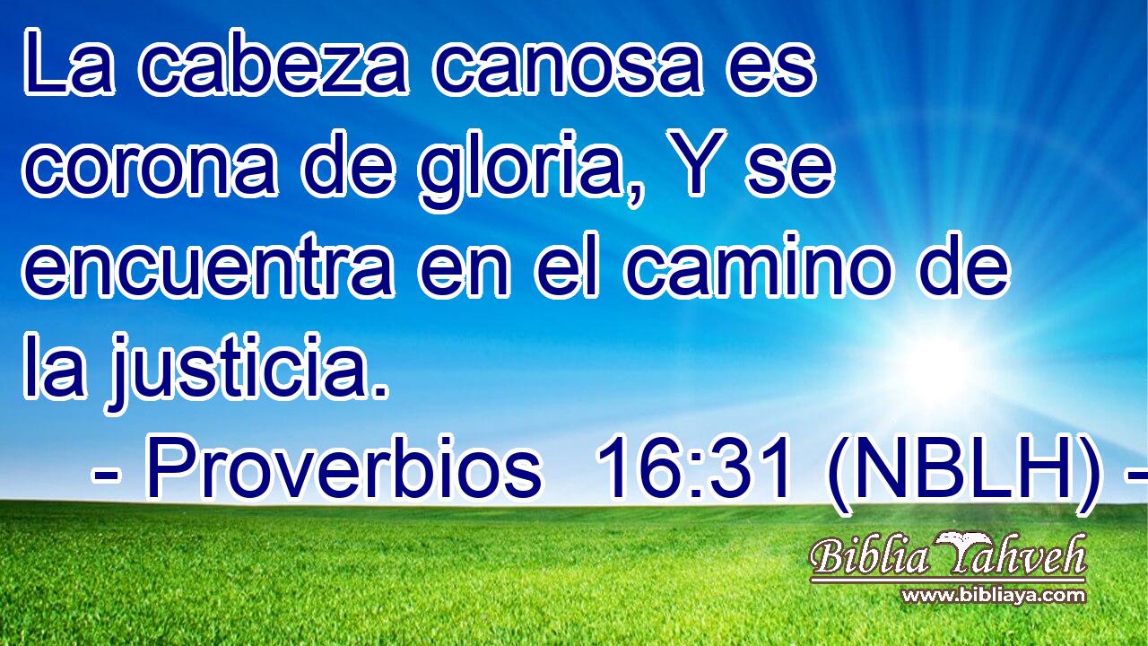  La cabeza canosa es corona de gloria, Y se encuentra en el camino de la justicia. 