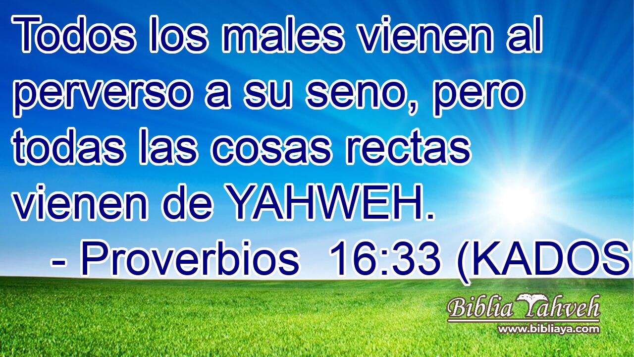  Todos los males vienen al perverso a su seno, pero todas las cosas rectas vienen de YAHWEH. 