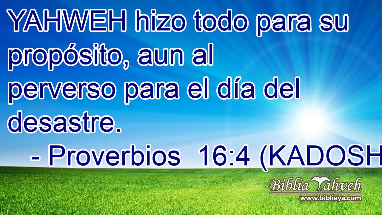  YAHWEH hizo todo para su propósito, aun al perverso para el día del desastre. 