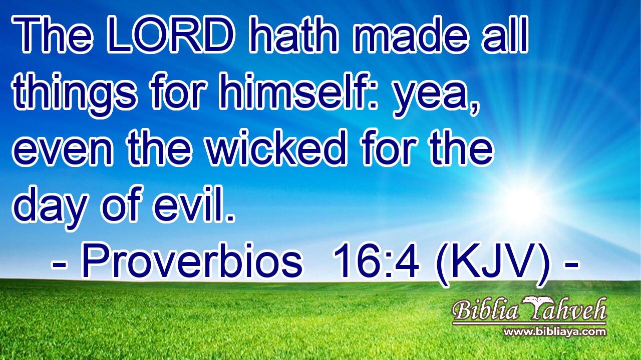 The LORD hath made all things for himself: yea, even the wicked for the day of evil.