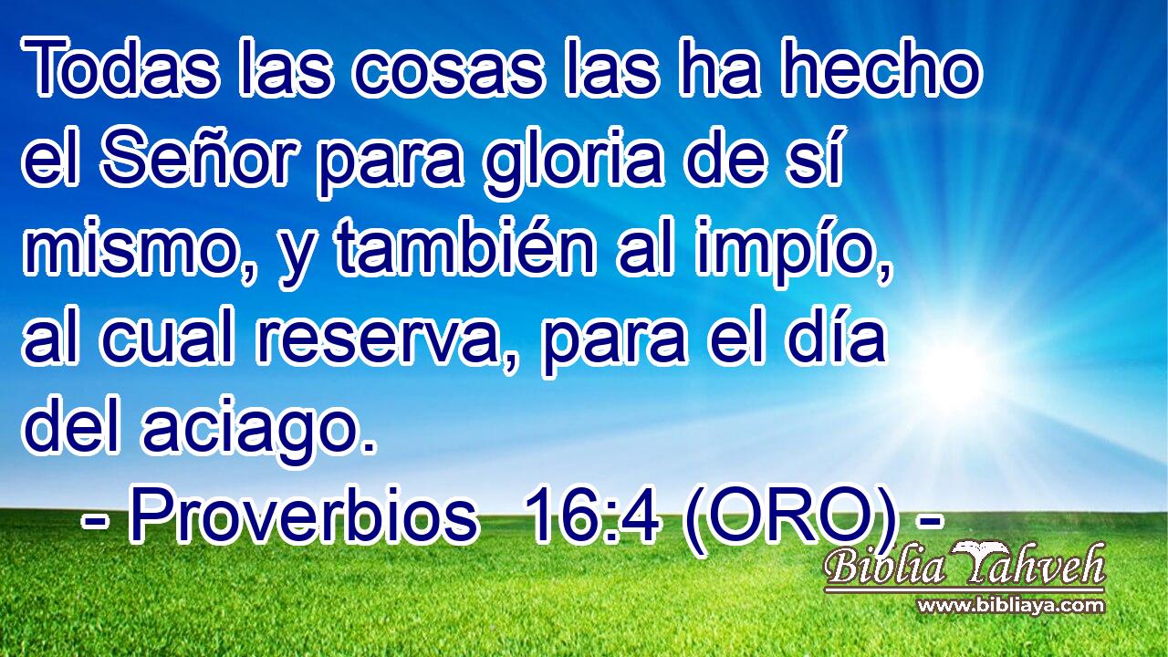  Todas las cosas las ha hecho el Señor para gloria de sí mismo, y también al impío, al cual reserva, para el día del aciago. 