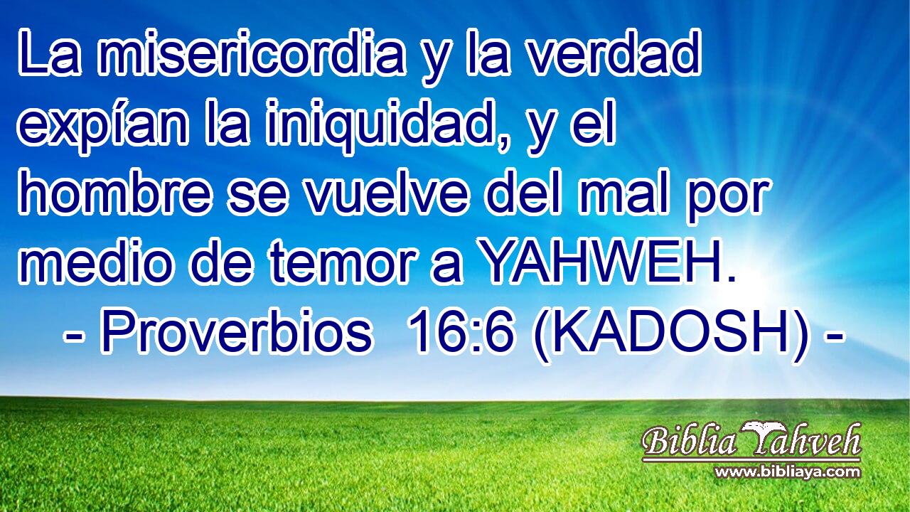  La misericordia y la verdad expían la iniquidad, y el hombre se vuelve del mal por medio de temor a YAHWEH. 