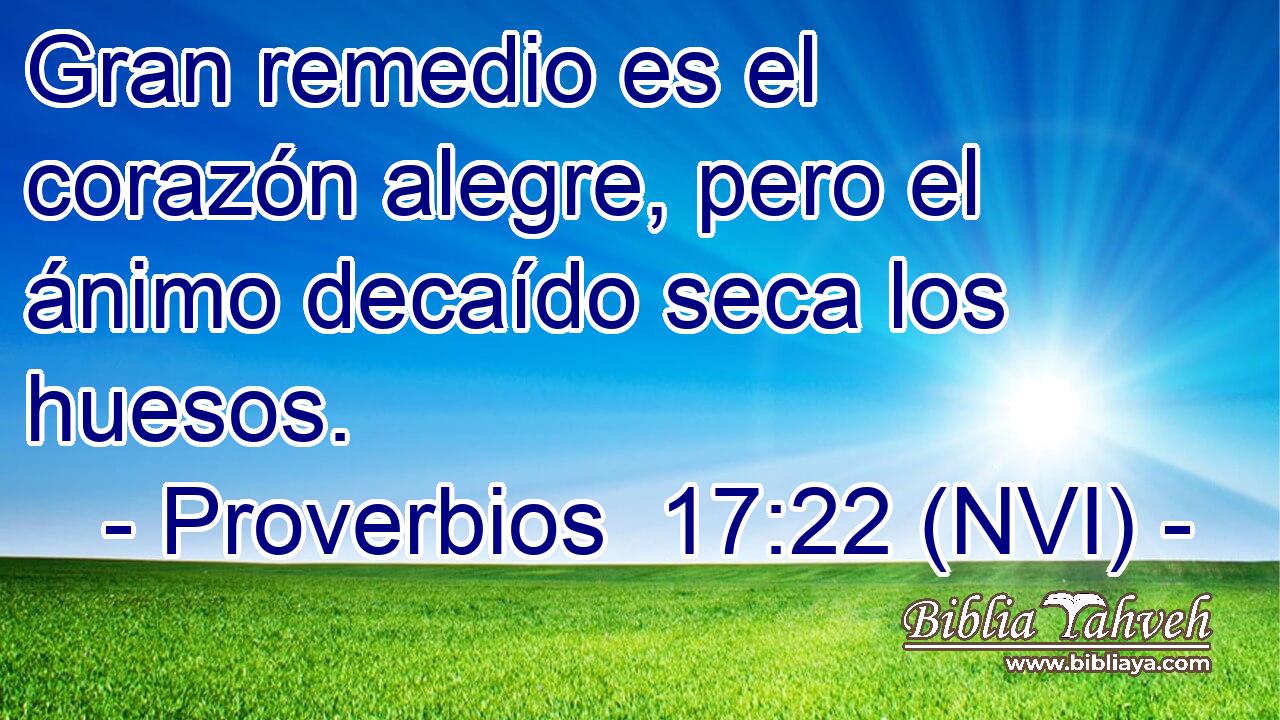  Gran remedio es el corazón alegre, pero el ánimo decaído seca los huesos. 