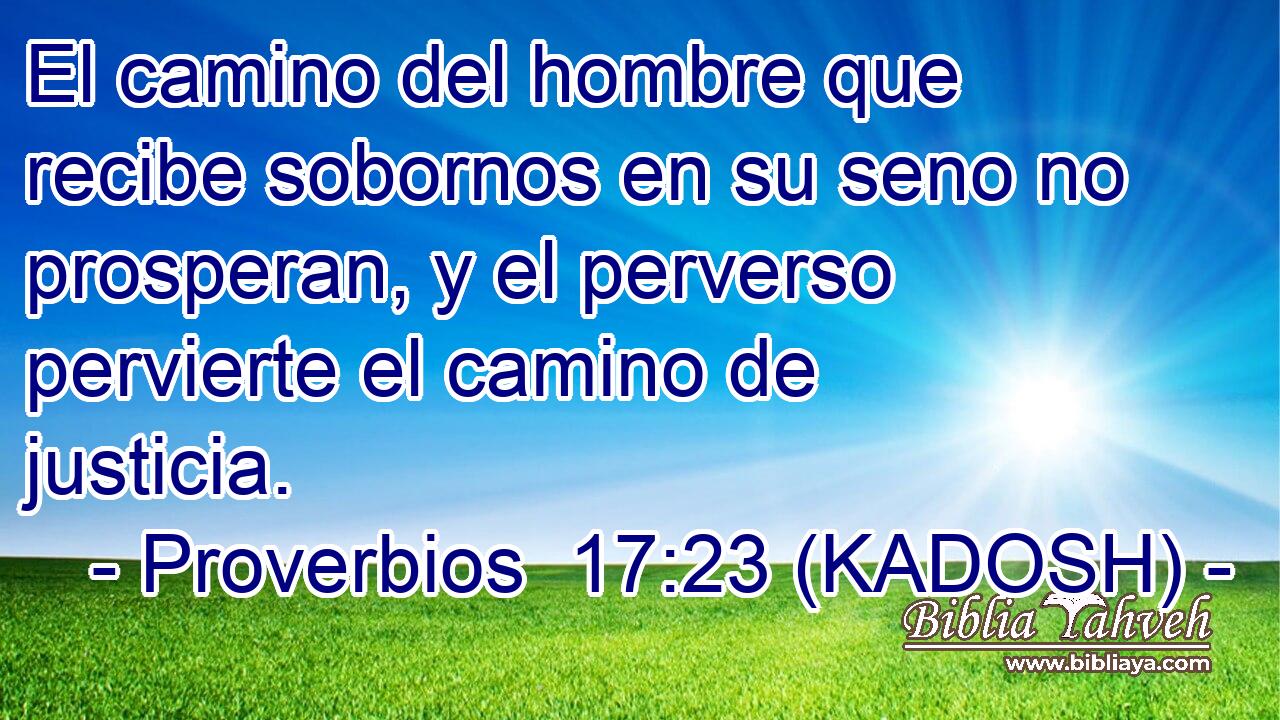  El camino del hombre que recibe sobornos en su seno no prosperan, y el perverso pervierte el camino de justicia. 