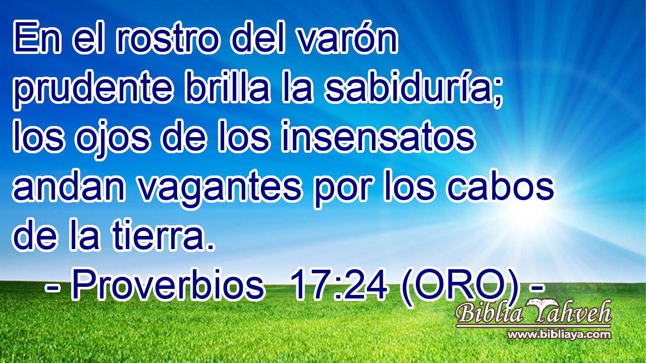  En el rostro del varón prudente brilla la sabiduría; los ojos de los insensatos andan vagantes por los cabos de la tierra. 