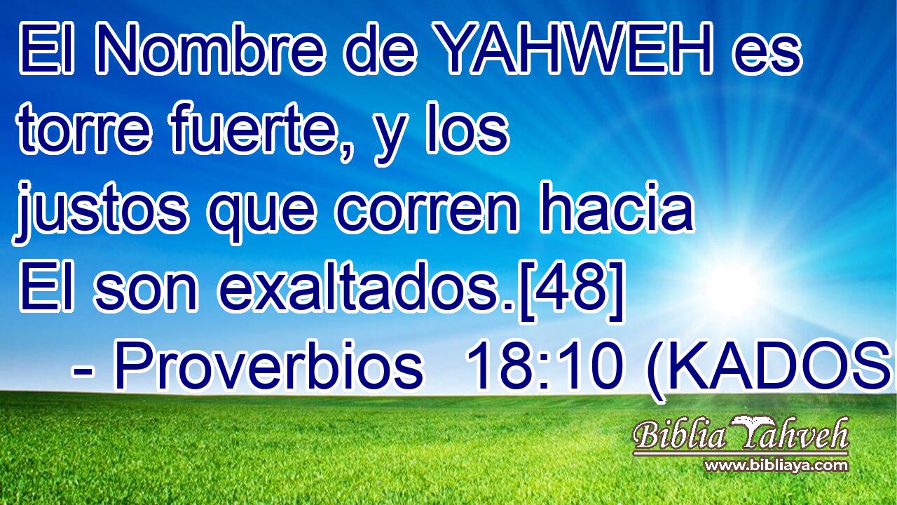  El Nombre de YAHWEH es torre fuerte, y los justos que corren hacia El son exaltados.[48] 