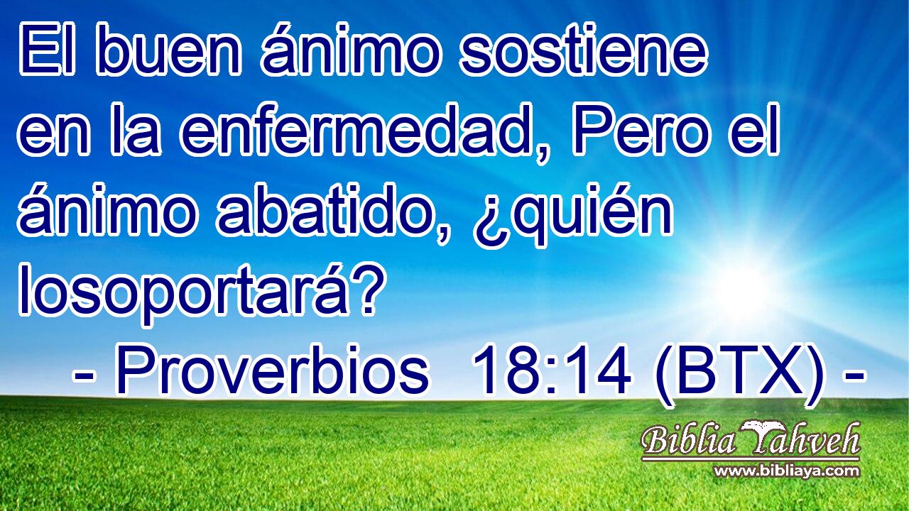 El buen ánimo sostiene en la enfermedad, Pero el ánimo abatido, ¿quién losoportará?
