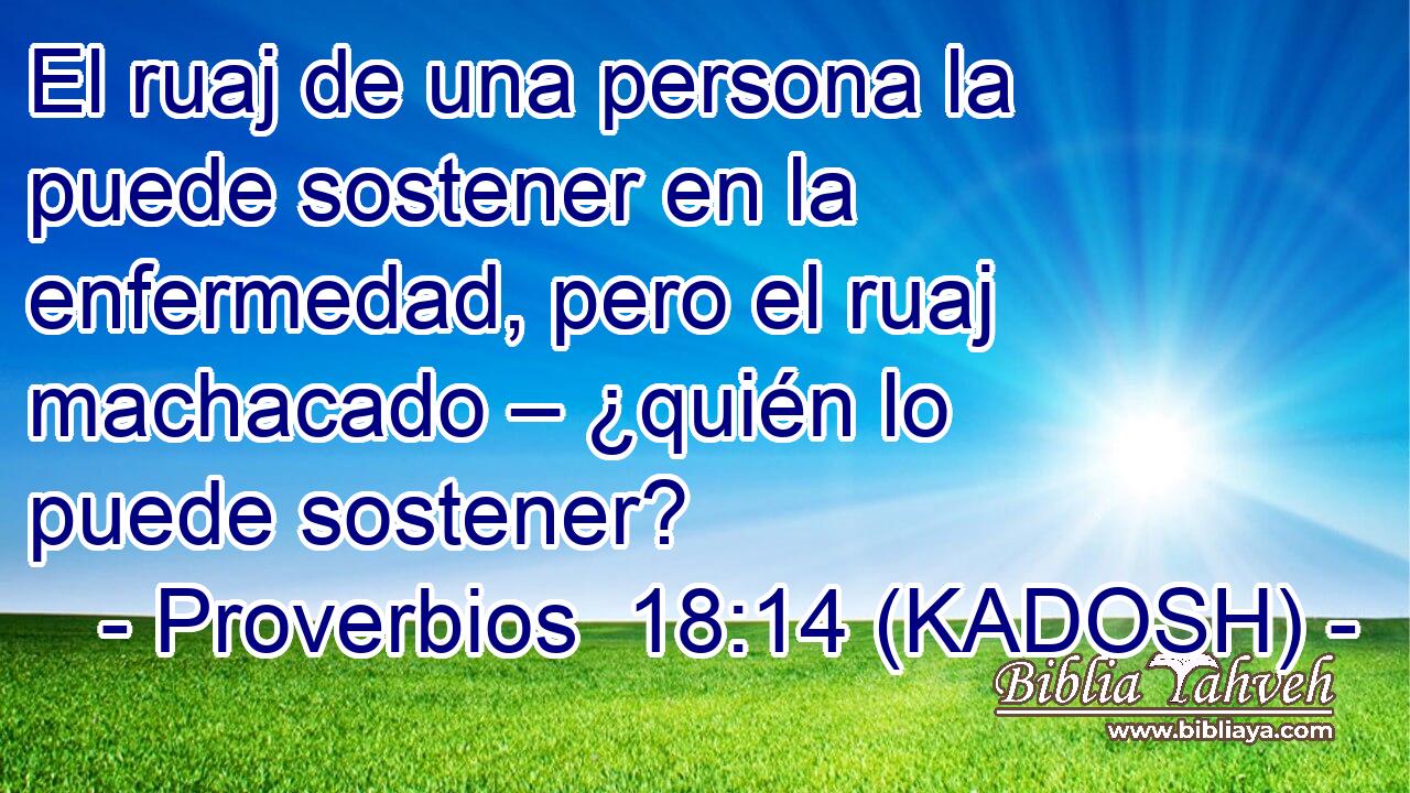  El ruaj de una persona la puede sostener en la enfermedad, pero el ruaj machacado – ¿quién lo puede sostener? 