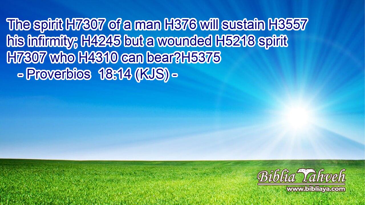 The spirit H7307 of a man H376 will sustain H3557 his infirmity; H4245 but a wounded H5218 spirit H7307 who H4310 can bear?H5375