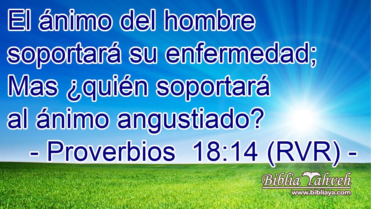 El ánimo del hombre soportará su enfermedad; Mas ¿quién soportará al ánimo angustiado?