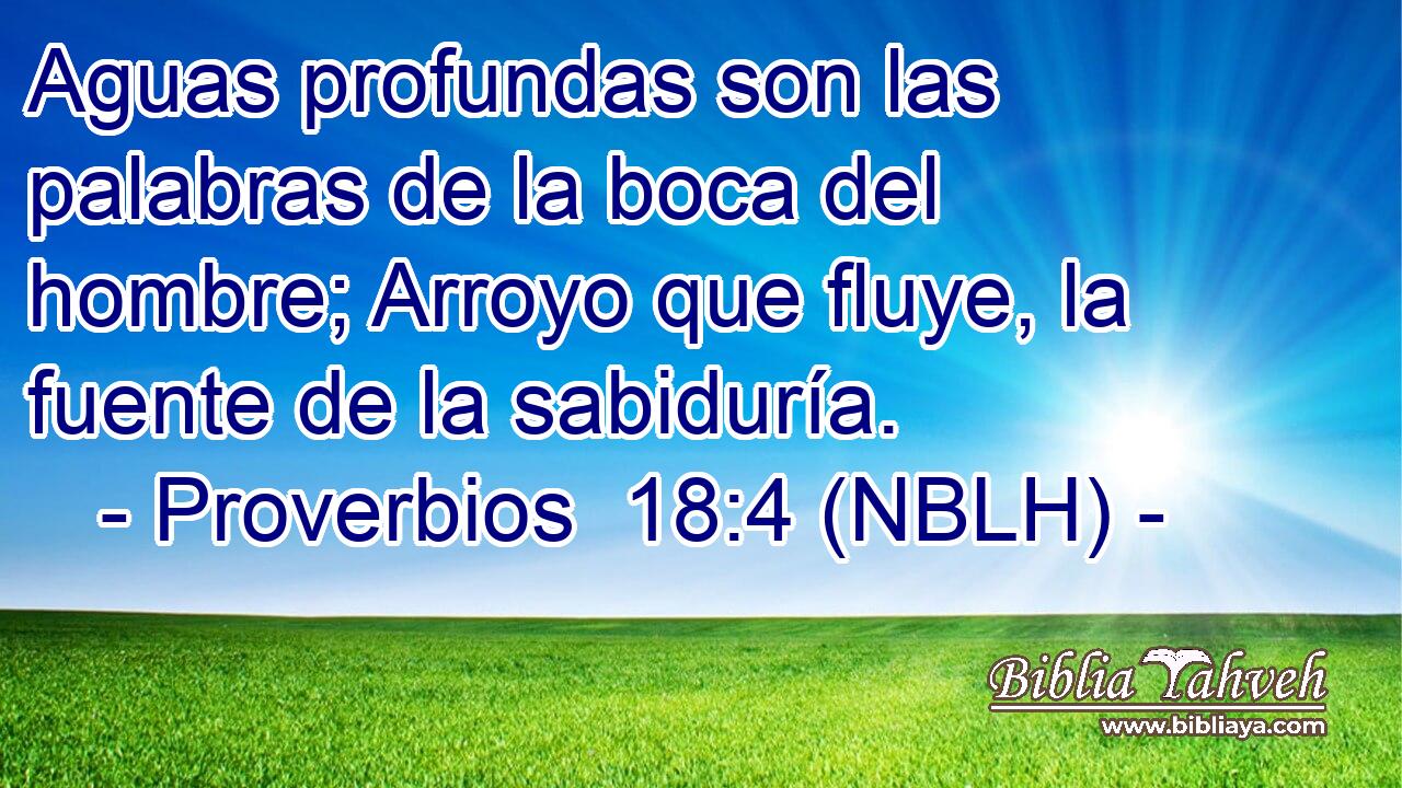  Aguas profundas son las palabras de la boca del hombre; Arroyo que fluye, la fuente de la sabiduría. 