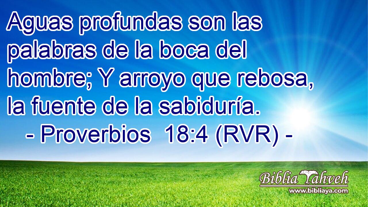 Aguas profundas son las palabras de la boca del hombre; Y arroyo que rebosa, la fuente de la sabiduría.
