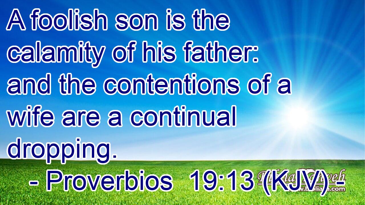 A foolish son is the calamity of his father: and the contentions of a wife are a continual dropping.
