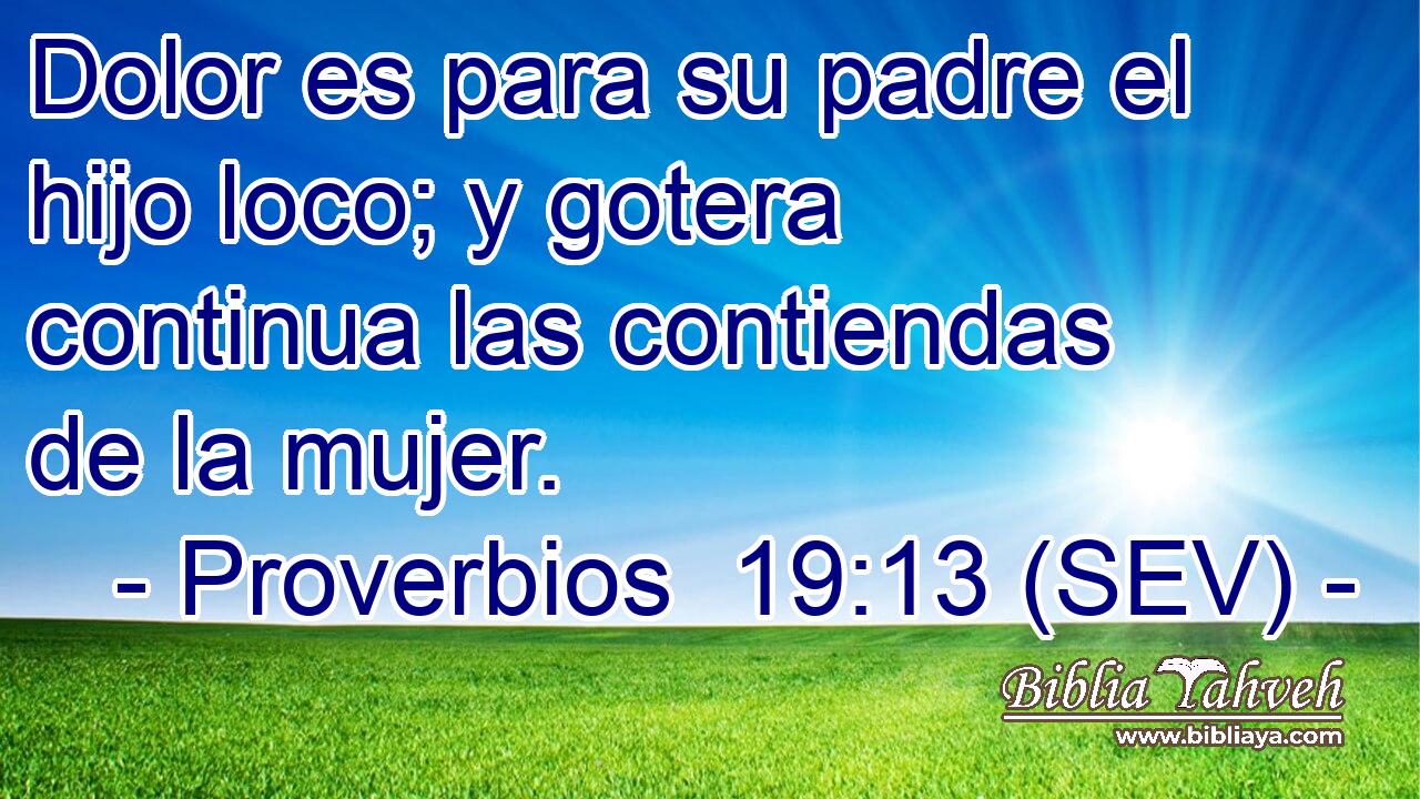 Dolor es para su padre el hijo loco; y gotera continua las contiendas de la mujer.