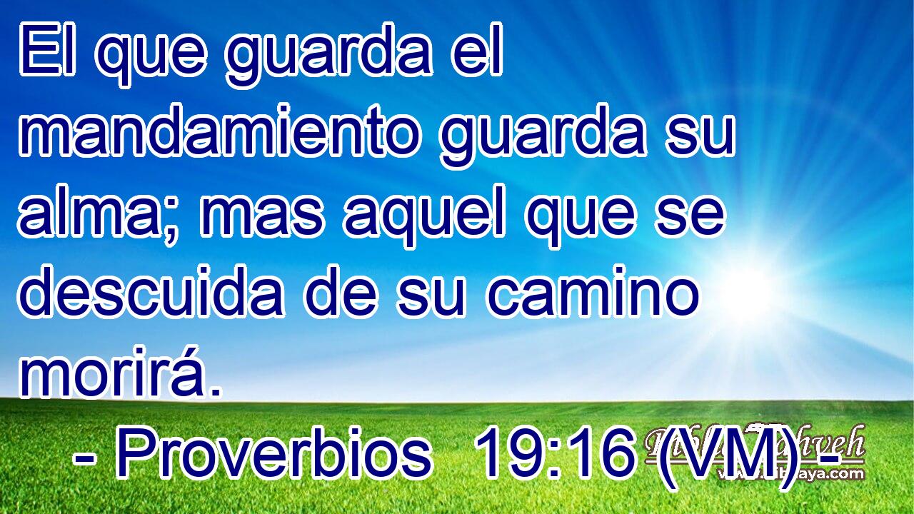  El que guarda el mandamiento guarda su alma; mas aquel que se descuida de su camino morirá. 
