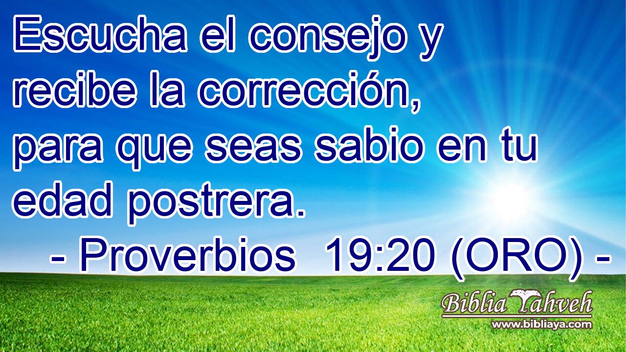  Escucha el consejo y recibe la corrección, para que seas sabio en tu edad postrera. 