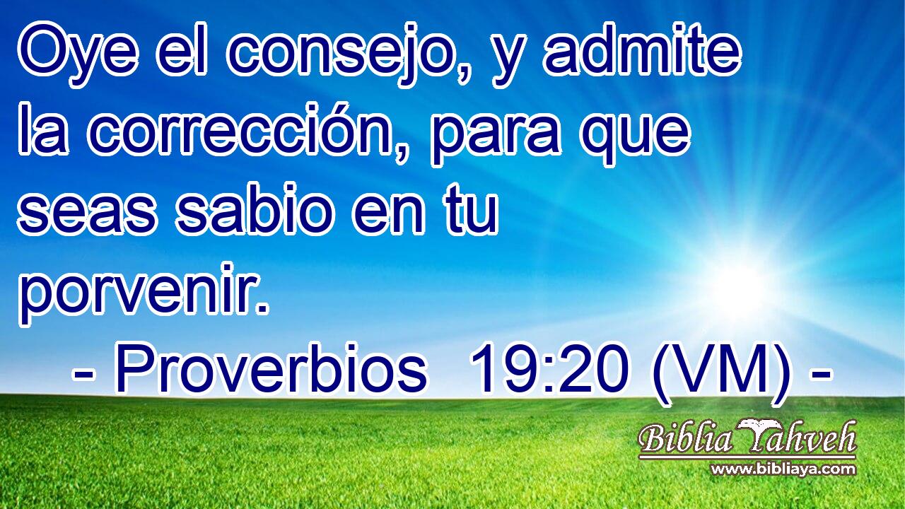  Oye el consejo, y admite la corrección, para que seas sabio en tu porvenir. 