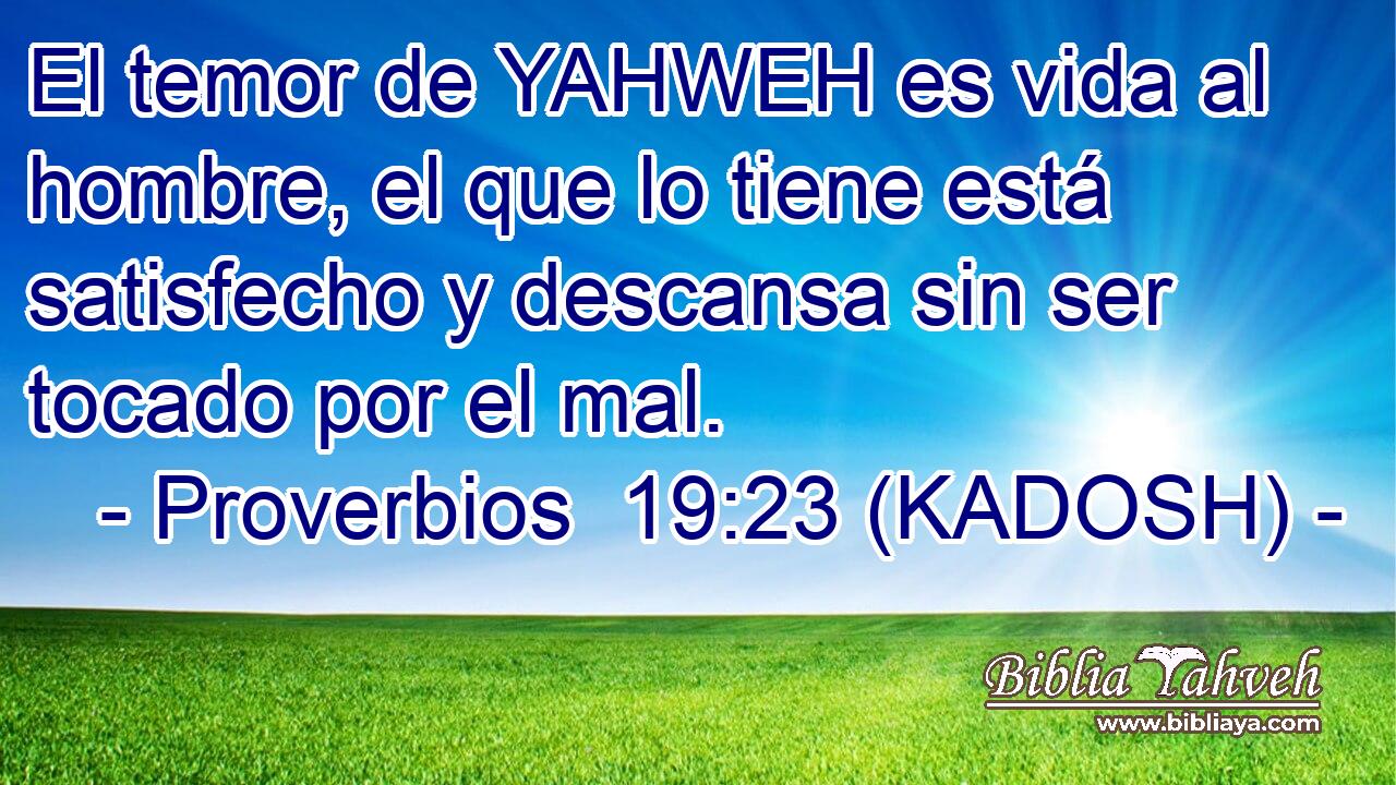  El temor de YAHWEH es vida al hombre, el que lo tiene está satisfecho y descansa sin ser tocado por el mal. 