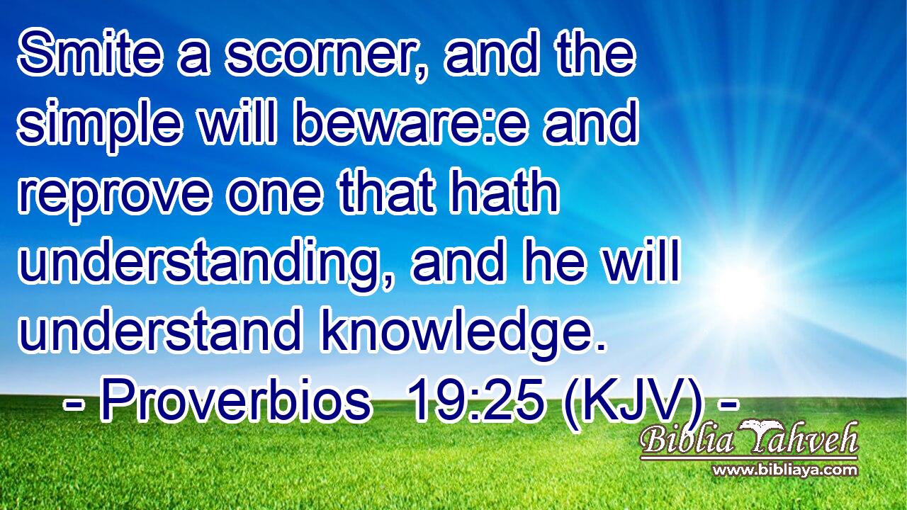Smite a scorner, and the simple will beware:e and reprove one that hath understanding, and he will understand knowledge.