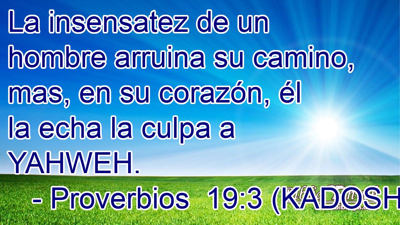  La insensatez de un hombre arruina su camino, mas, en su corazón, él la echa la culpa a YAHWEH. 