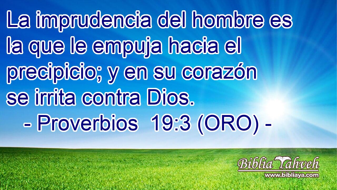  La imprudencia del hombre es la que le empuja hacia el precipicio; y en su corazón se irrita contra Dios. 