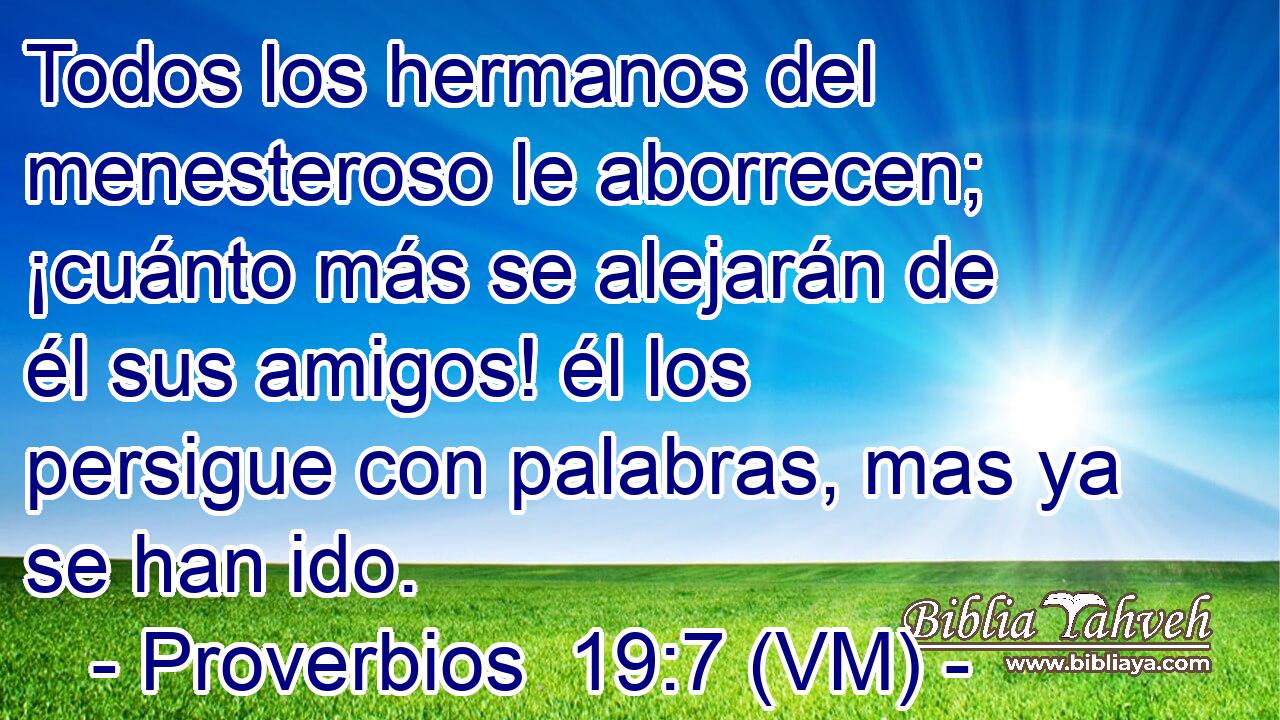 Todos los hermanos del menesteroso le aborrecen; ¡cuánto más se alejarán de él sus amigos! él los persigue con palabras, mas ya se han ido. 