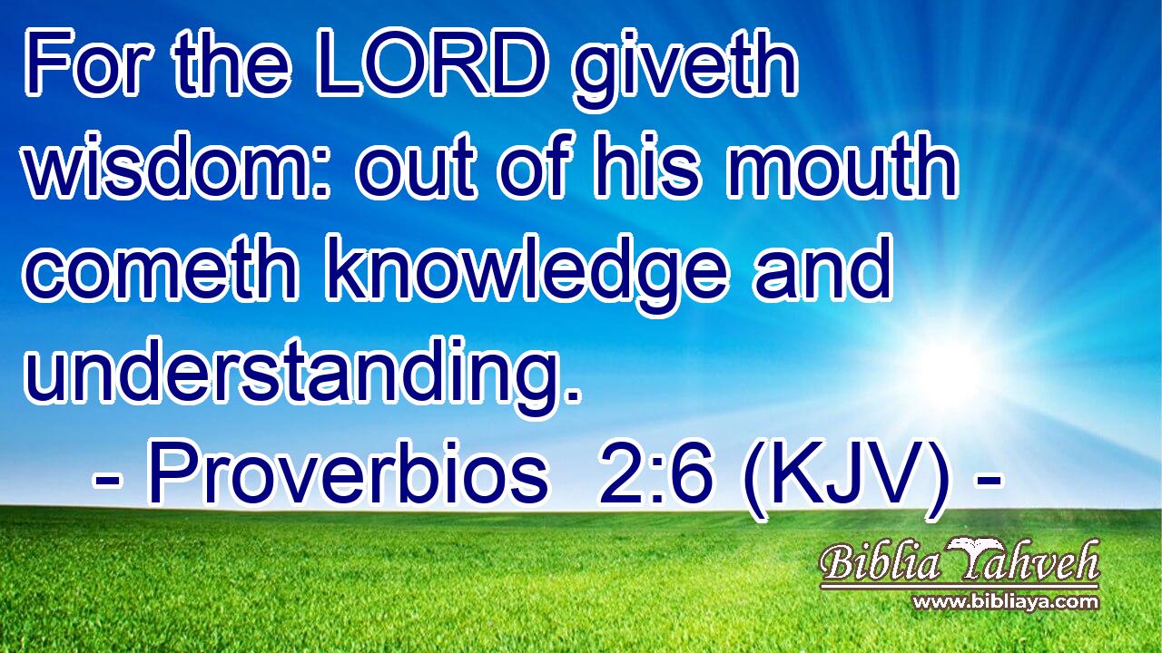 For the LORD giveth wisdom: out of his mouth cometh knowledge and understanding.