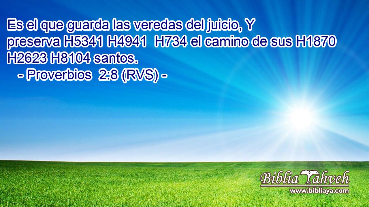 Es el que guarda las veredas del juicio, Y preserva H5341 H4941  H734 el camino de sus H1870  H2623 H8104 santos. 