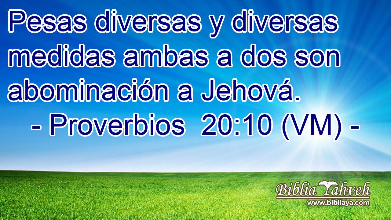  Pesas diversas y diversas medidas ambas a dos son abominación a Jehová. 