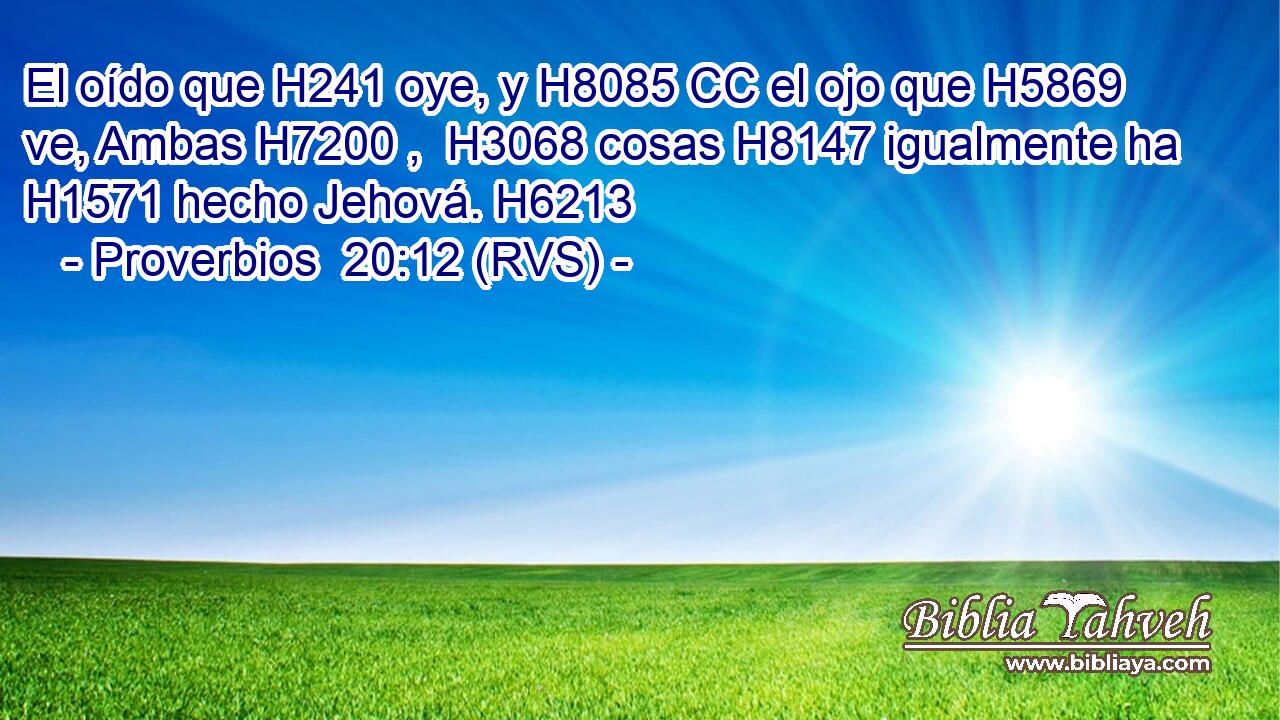 El oído que H241 oye, y H8085 CC el ojo que H5869 ve, Ambas H7200 ,  H3068 cosas H8147 igualmente ha H1571 hecho Jehová. H6213  