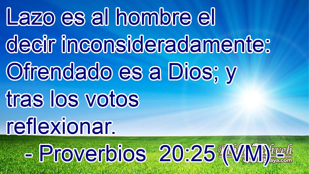  Lazo es al hombre el decir inconsideradamente: Ofrendado es a Dios; y tras los votos reflexionar. 