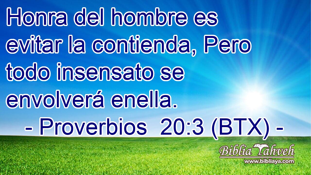 Honra del hombre es evitar la contienda, Pero todo insensato se envolverá enella.
