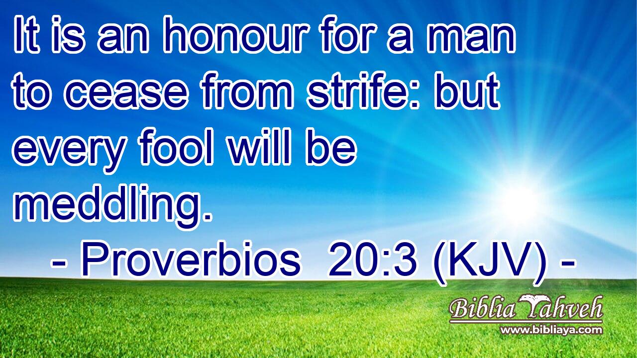 It is an honour for a man to cease from strife: but every fool will be meddling.