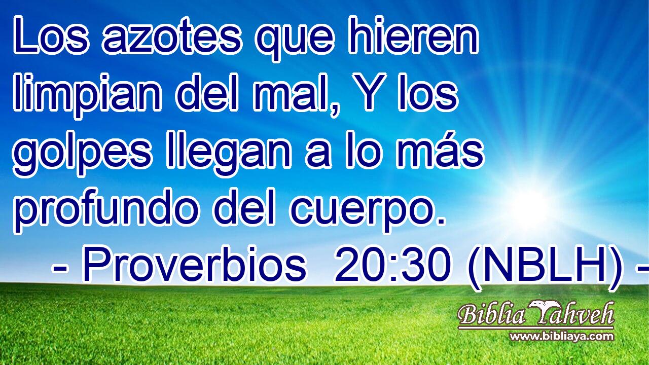  Los azotes que hieren limpian del mal, Y los golpes llegan a lo más profundo del cuerpo. 