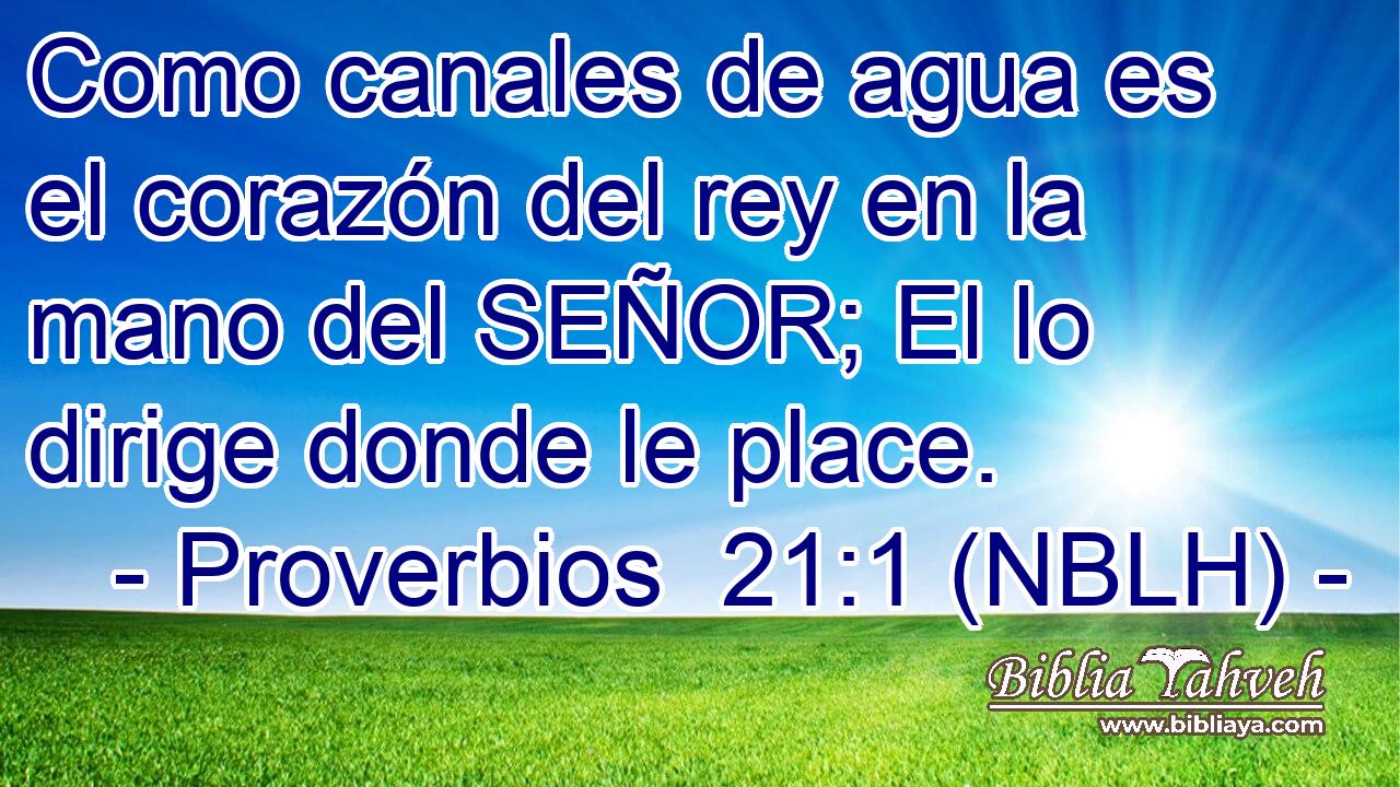  Como canales de agua es el corazón del rey en la mano del SEÑOR; El lo dirige donde le place. 