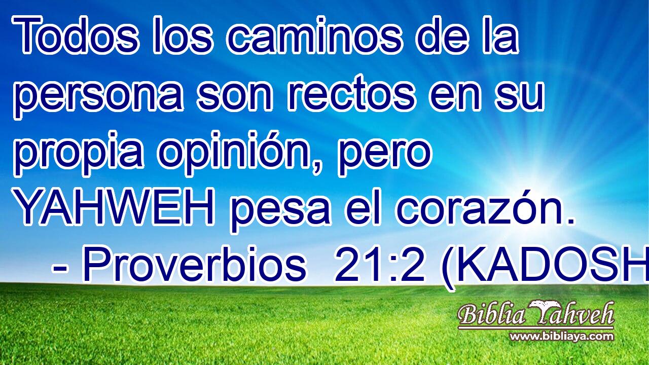  Todos los caminos de la persona son rectos en su propia opinión, pero YAHWEH pesa el corazón. 