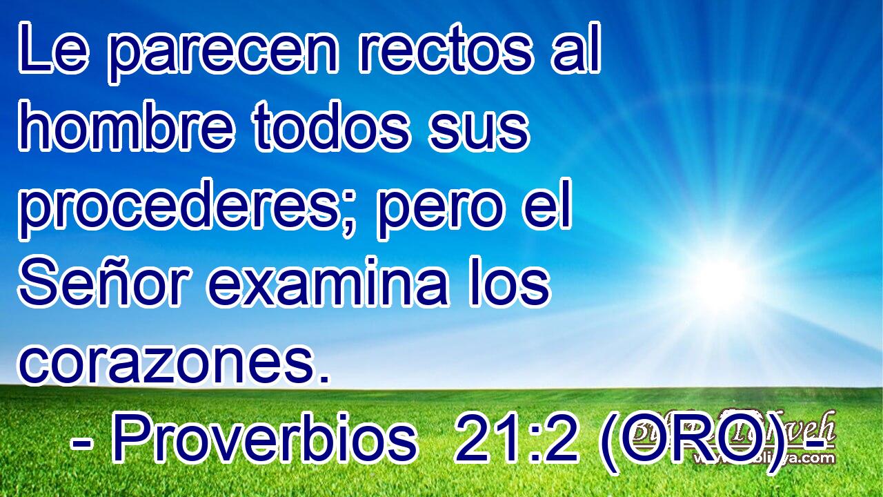  Le parecen rectos al hombre todos sus procederes; pero el Señor examina los corazones. 
