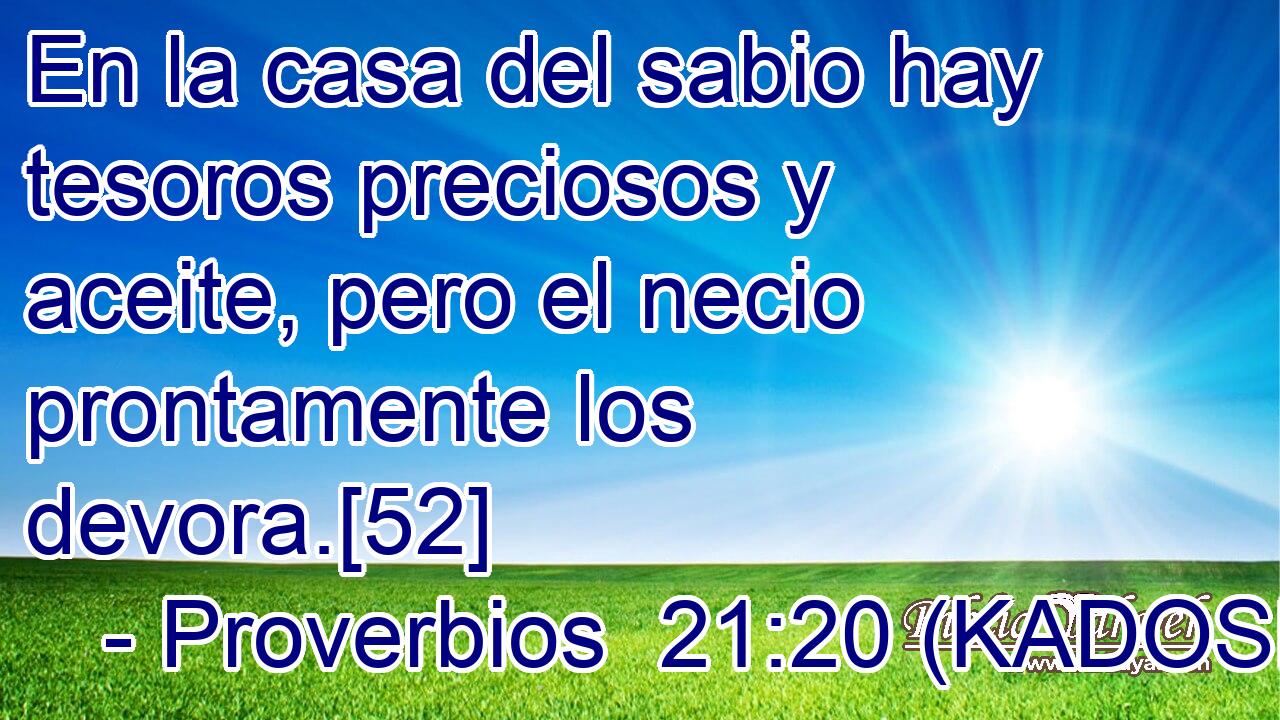  En la casa del sabio hay tesoros preciosos y aceite, pero el necio prontamente los devora.[52] 