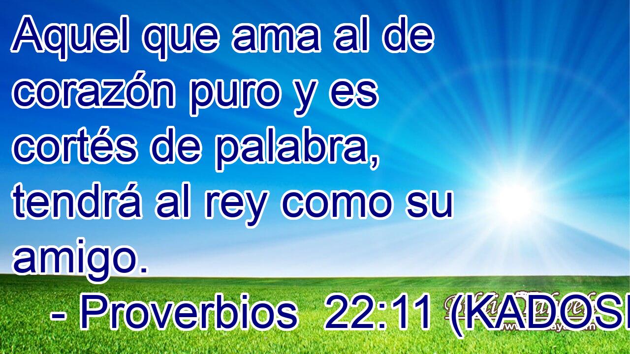  Aquel que ama al de corazón puro y es cortés de palabra, tendrá al rey como su amigo. 