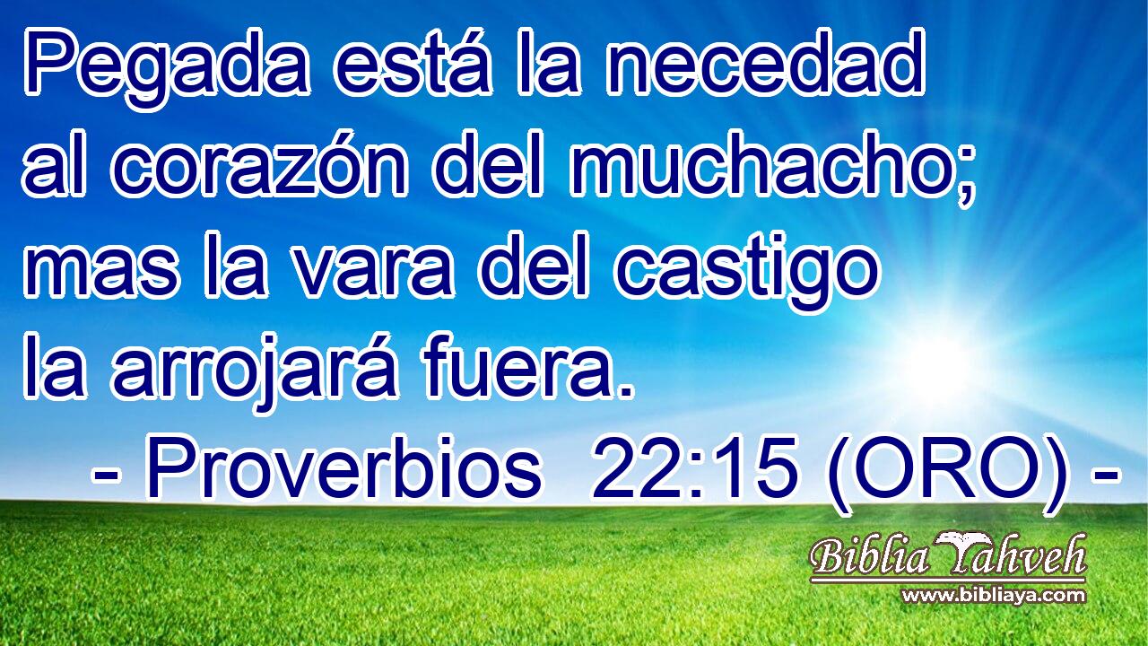  Pegada está la necedad al corazón del muchacho; mas la vara del castigo la arrojará fuera. 